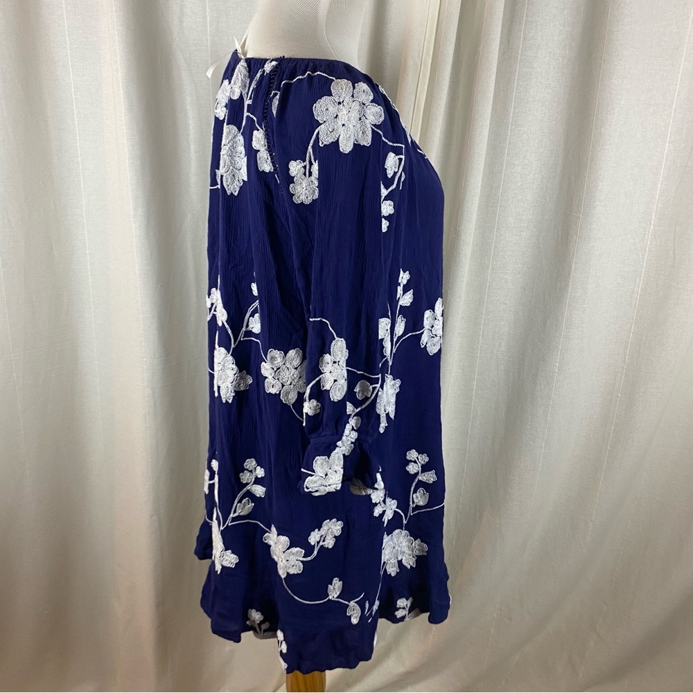 Simply Irresistible Women’s Large Mini Dress Floral Embroidered Navy White - Picture 3 of 7